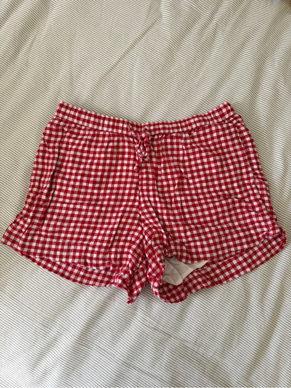 Abercrombie & Fitch Red Gingham Women's Athletic Shorts Medium